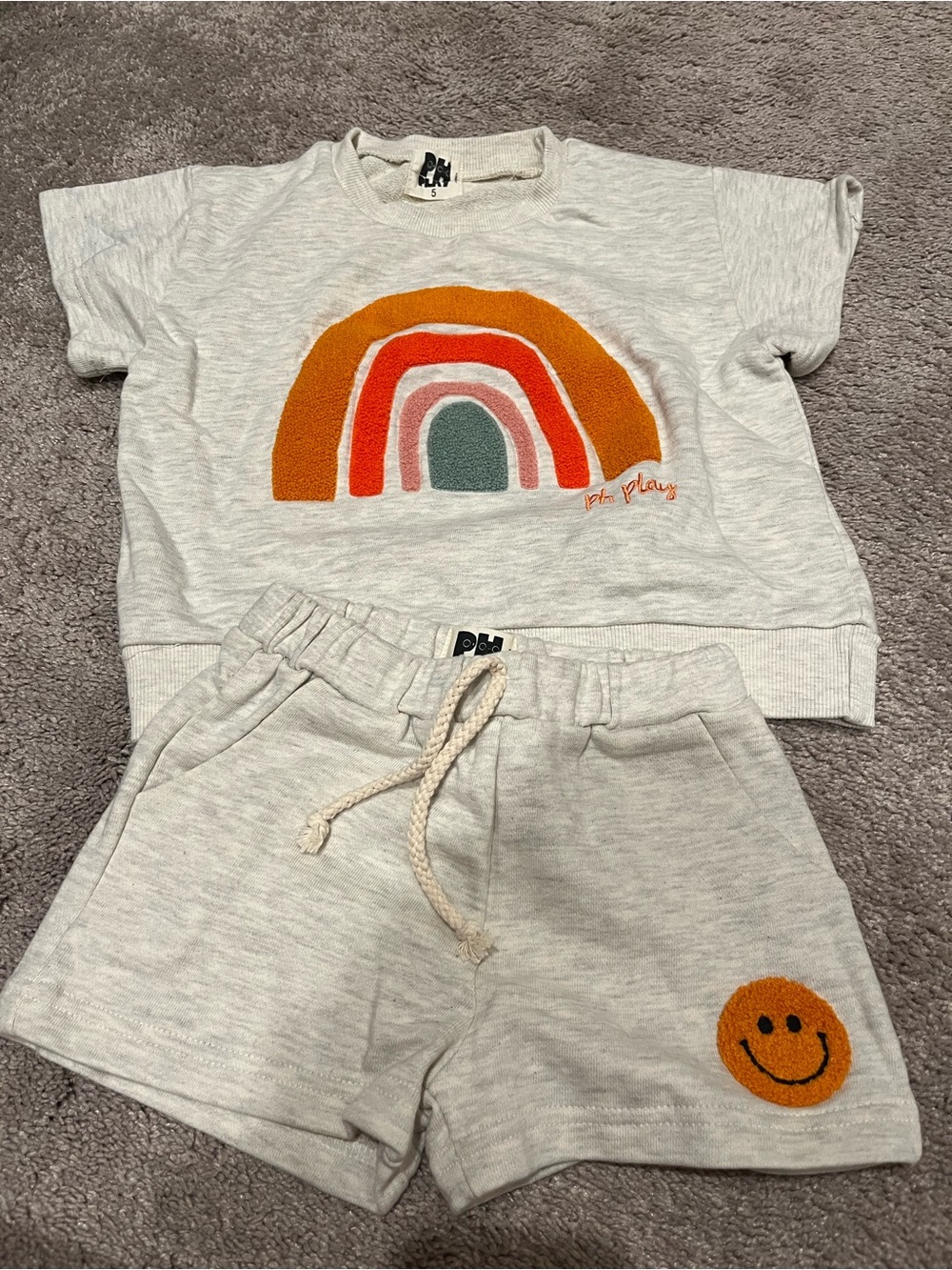 Patite Hailey Play Girls Rainbow Smiley Short Set – Size 5